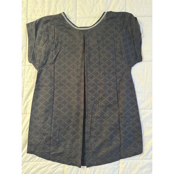 Classic Romantic 100% Cotton Women's Black Blue Gray Floral Embroidered Shirt - Picture 4 of 6